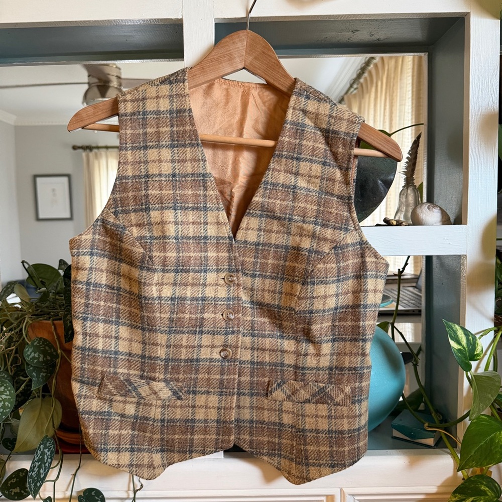 Vintage Plaid Wool Vest